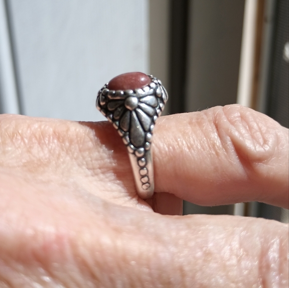 Vintage Shube Dakota West Sterling Silver .925 Rhodonite Ring Size 7.75 * - Picture 6 of 6